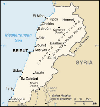 لبنان مساحة مساحة دولة